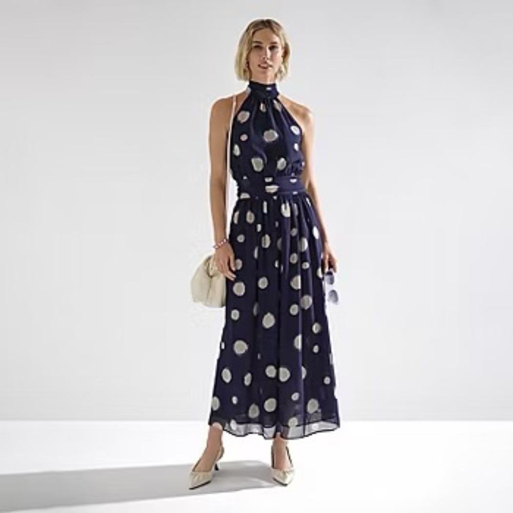 NWT Worthington Size 10 Navy Polka Dot Dress